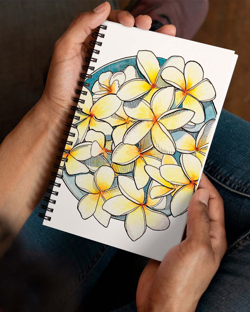 White Plumeria Notebook